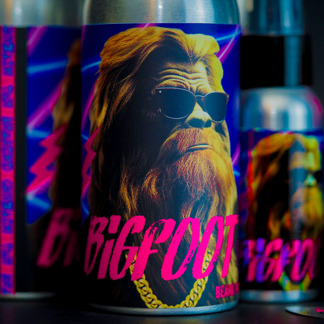 A bottle of our Bigfoot beard wash alongside other Bigfoot scented beard care products by The Bearded Grenade.