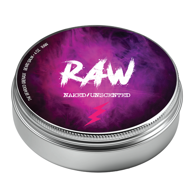 4 ounce tin of RAW unscented beard balm