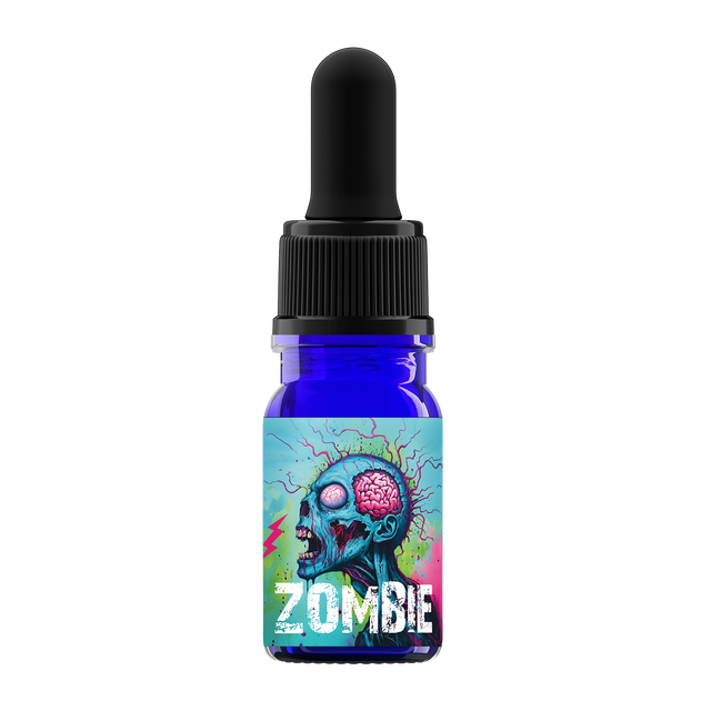 Single sample size bottle of beard oil. Zombie scent.