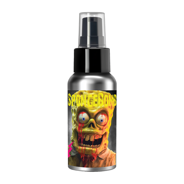 Bottle of SpongeBomb beard oil for men