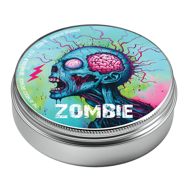 4 ounce tin of Zombie beard balm for men
